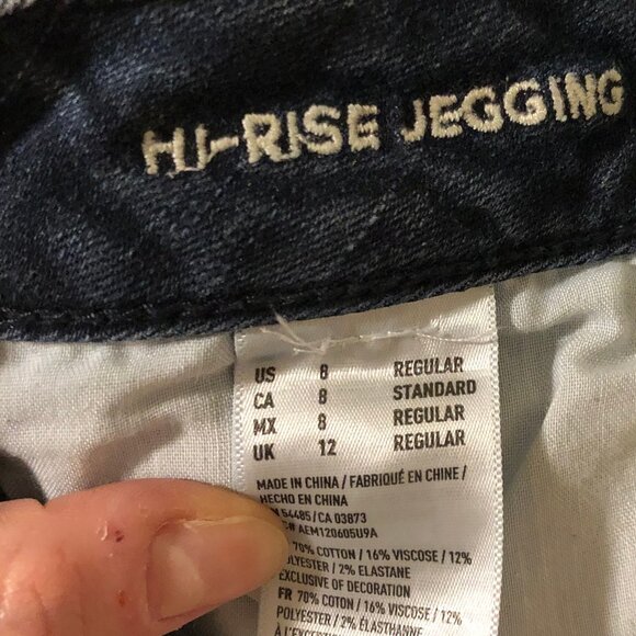 American Eagle Navy Dark Wash Jeans Skinny Stretch Size 8 - Picture 7 of 8